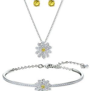 Swarovski 3-Pc. Set Eternal Flower Stud Earrings, Bangle Bracelet, and Pendant